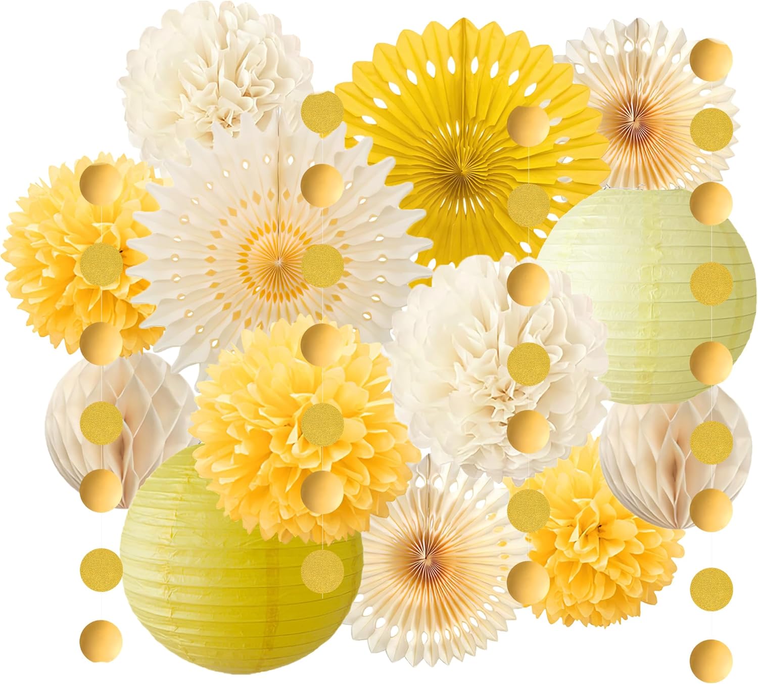 Baby Products Moisturizer - Décorations de fête jaunes, éventails en