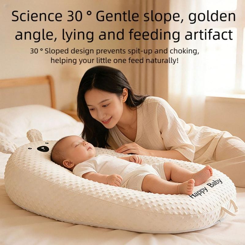 Nursing Pillow Breastfeeding - Oreiller incliné à pois pour bébé,