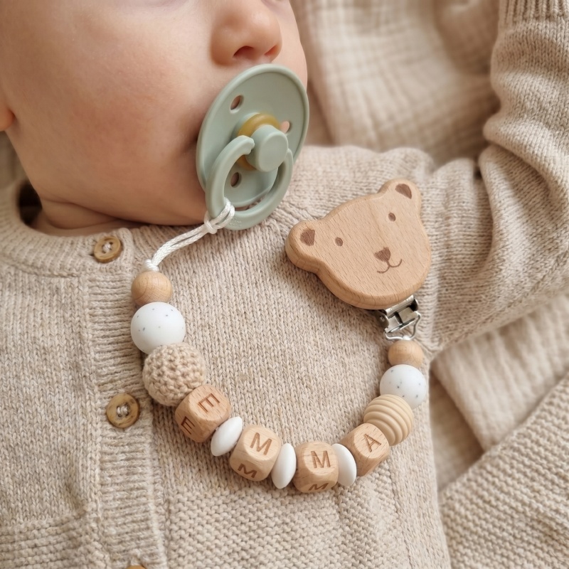 Baby Products Moisturizer - Attache-tétine personnalisée avec nom, perles en